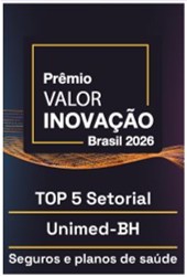 Selo Prêmio Valor Inovação Brasil 2026 — TOP 5 Setorial, Unimed-BH, seguros e planos de saúde